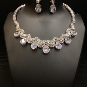 Silver CZ Necklace Set